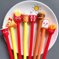 10Pcs/Set Creative Simulation Food Gel Pen Fries Cola Burger Cartoon Signature Pen Cute Gel Pen School Writing Pens Stationery