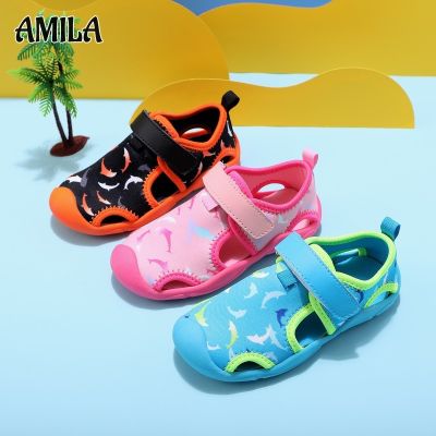AMILA รองเท้าแตะเด็กผู้หญิง,รองเท้ารองเท้ากีฬารองเท้าชายหาดการ์ตูนสะดวกสบายและระบายอากาศเด็กผู้หญิงกันไถลและเสียหาย