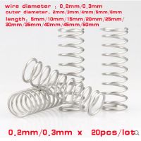 20pcs/lot  wire  Dia 0.2mm 0.3mm Stainless Steel  Micro Small Compression spring outer diameter 2mm to 6mm letngth 5mm-50mm Cleaning Tools