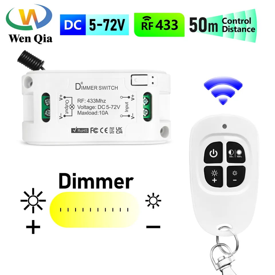 Universal 433Mhz Remote Control Wireless Switch DC 12V 24V 72V 30A