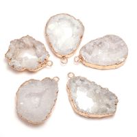 Natural Agates Stone Pendants Irregular Druzy Geode Agates Stone Charms for Jewelry Making Necklace Bracelet Gift