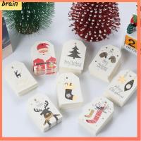 BRAIN 50PCS การ์ดปาร์ตี้ กระดาษคราฟท์ อุปกรณ์ห่อ ป้ายคราฟท์ การห่อของขวัญ แฮงค์แท็ก ป้ายคริสต์มาส