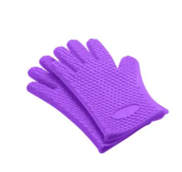 Silicone Insulation Gloves Oven Mitts Kitchen BBQ Grill Cooking Washable  Durable Microwave Heavy Duty Mittens Pink - AliExpress