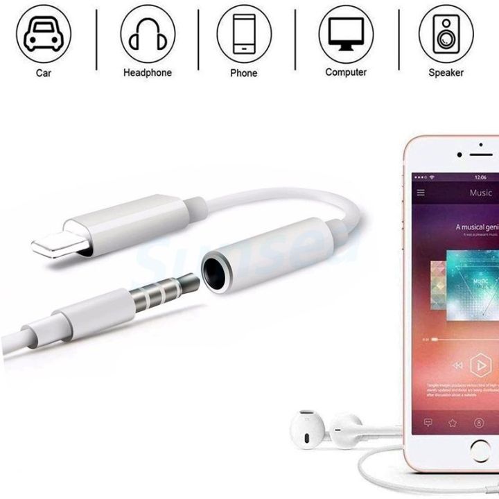 Aux Audio Cable cho Apple Iphone Dongle Lightning to Headphone  mm Jack  Adapter, Aux Cord Cable, for iPhone Earphone Connector Aux dongle |  