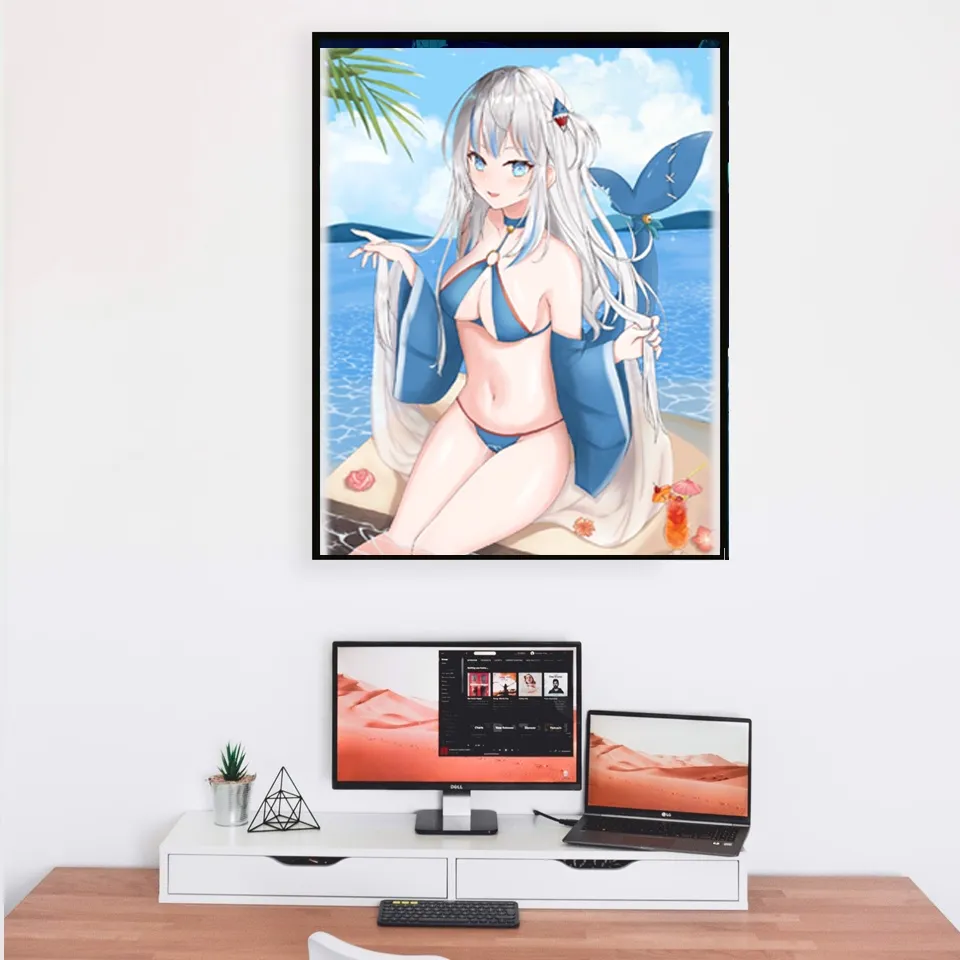 KHUNG TRANH ANIME SIÊU DỄ THƯƠNG] TRANH Virtual YouTuber Gawr Gura SIÊU DỄ  THƯƠNG NHẬN LÀM ẢNH THEO YÊU CẦU 