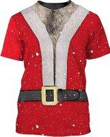 Mens 3D Graphic Printing Funny Santa Claus Short Sleeves T Shirt Christmas Theme Novelty Top for Adults Men Dad