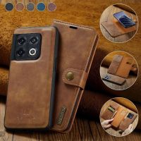 For Funda Oneplus 10 Pro Case Vintage 2 in 1 Detachable Leather Magnetic Card Holder Wallet Cover for One Plus Ace 10R 9 RT 8T