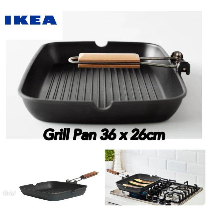 IKEA GRILLA Aluminium Grill Pan with Handle, kuali grill 36x26 cm Lazada