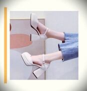 khoét eo 10f Giày nữ, sandal bít mũi 10cm đế đúp chất da mờ 3 màu siêu