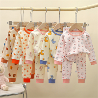 Girls Boys Baby Cartoon Printed Autumn Keep Warm Underwear Suits Children Pure Cotton Long Sleeves Home Clothes Suits Little Kids Comfortable Round Neck T-Shirt Tops + Pants Pajamas Sets For 0-8 Years