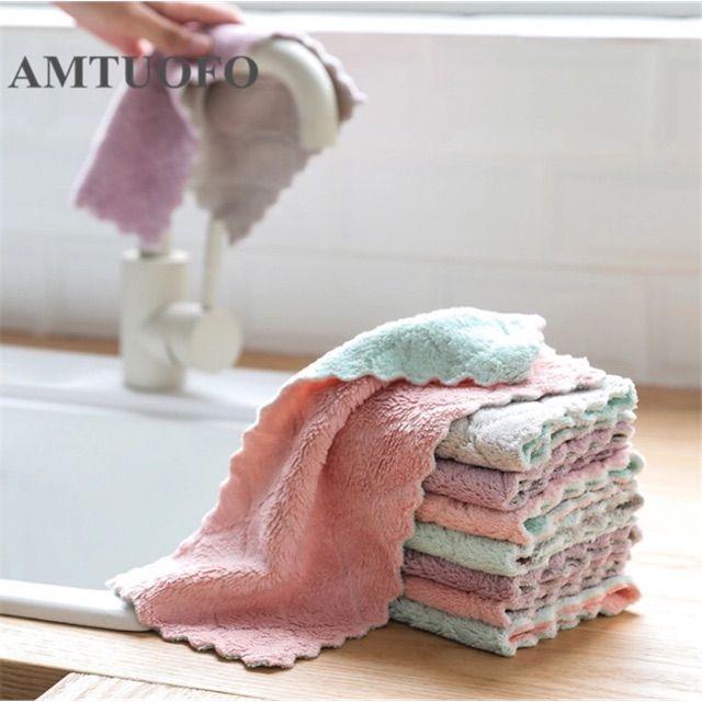 Coral Fleece Dish Towel,Super Absorbent Cleaning Cloths,Nonstick Oil Rags  for Kitchen,1Pcs 