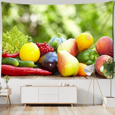 Fruit Vegetables Tapestry Hippie Bohemian Tapestries Colorful Psychedelic INS Home Decor Yoga Mat Polyester Curtains Beach