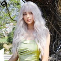 7JHH WIGS Big Wavy White Wig for Women Daily Cosplay Natural Synthetic Platinum Wigs with Fluffy Wigs Heat Resistant Lolita Wig Wig  Hair Extensions P