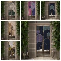 Nordic Marble Texture Door Curtain Dining Door Partition Curtain Drape Kitchen Entrance Hanging Half-Curtain Modern Room Decor