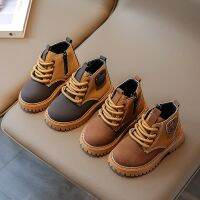 รองเท้าหนังมาร์ติน Nubuck สไตล์อังกฤษ Sepatu BOOT Pendek สำหรับเด็กทารกหญิงและชายเย็บซิปนุ่มกันลื่น2-6ปี T23N09PP-06