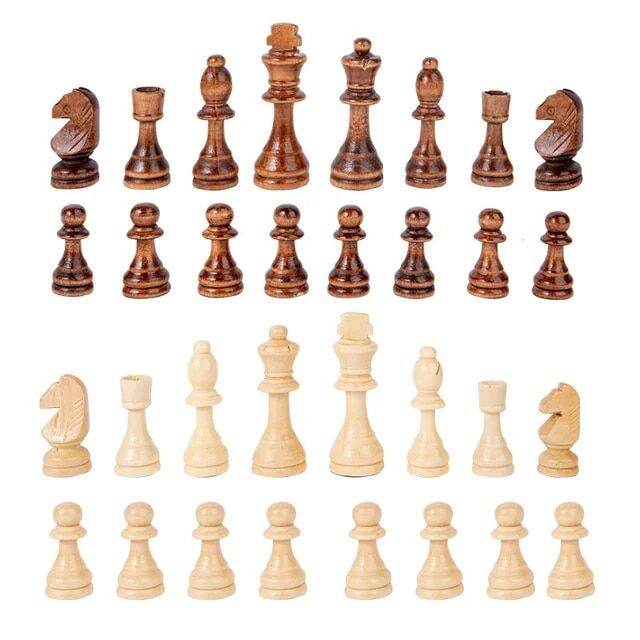 Chess Pieces Solid Wood Chess Set Brown Wood Staunton 32 Wood Chessmen