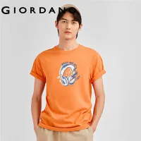GIORDANO Men T-Shirts Summer Short Sleeve 100% Cotton Quality T-Shirts Crewneck Print Simple Casual Relaxed T-Shirts 91082006