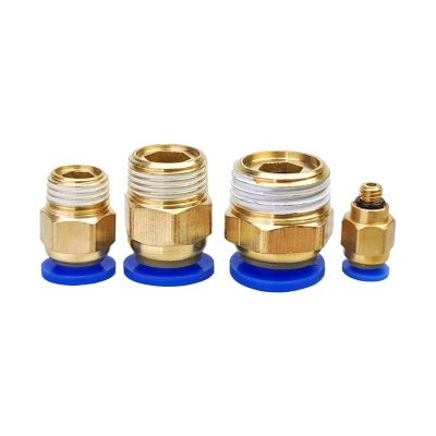 PC Type 4-12mm 1/8 1/4 3/8 1/2 M5 BSPT Thread Blue Quick Push In Air Straight Joint Brass Plastic Male Tube Pneumatic Fittings