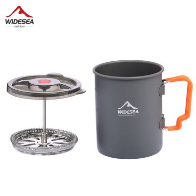 Widesea Camping Coffee Pot with French Press Outdoor Cup Mug Cookware for Hiking Trekking Equipment Tourism