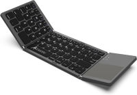 Acoucou Foldable Bluetooth Keyboard, Wireless Bluetooth Keyboard with Touchpad, Pocket Size USB Rechargeable Bluetooth Keyboard Compatible with iOS, Windows, Android Smartphones, Tablets, Laptops etc. Gray