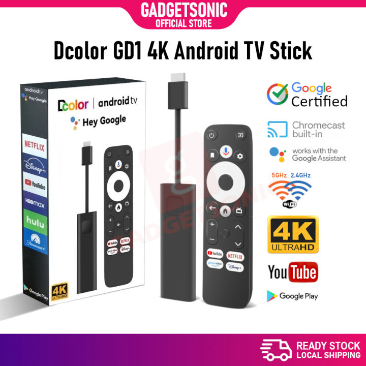 Dcolor GD1 4K Android TV Stick USB HD Chromecast Certified Google ...