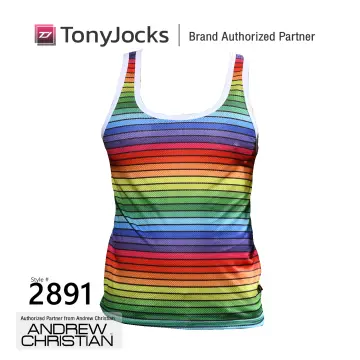 Andrew Christian Pride Mesh Stripe Tank Top - Rainbow