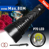 New Design LED Scuba Diving Light XHP70 50 Rechargeable Underwater Flashlight with 80m Dive Depth