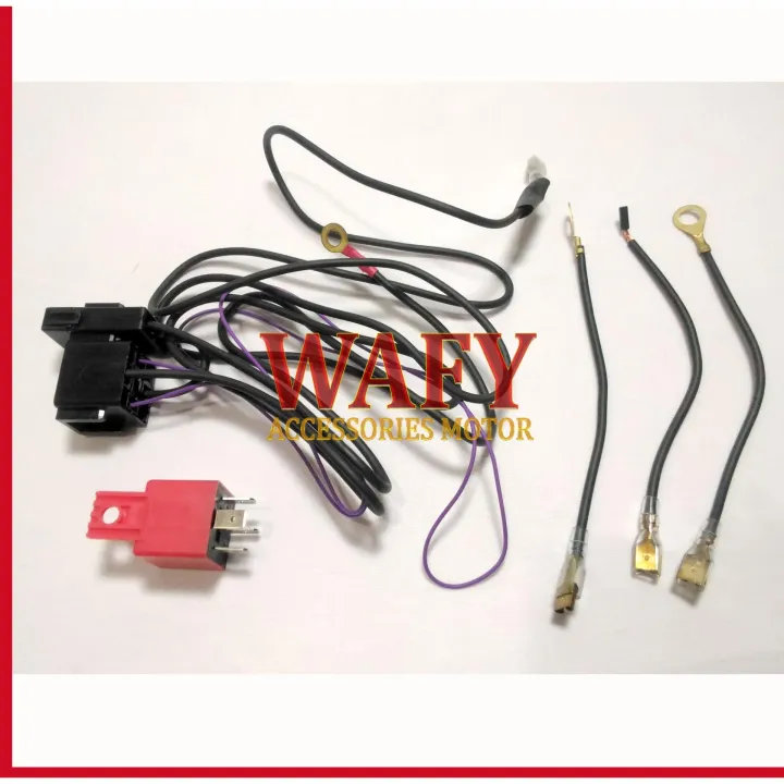 Rilay Klakson Motor Dan Mobil + Dudukan + Kabel + Sikring 15A Relay Set