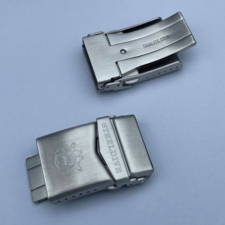 steeldive-18mmm-หัวเข็มขัดสายนาฬิกาข้อมือ22สเตนเลสสตีลสำหรับตะขอสายนาฬิกาปุ่มล็อคคู่หัวเข็มขัดนักดำน้ำ-carterfa