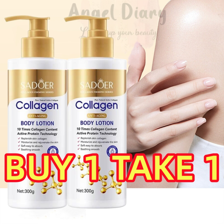 【BUY 1 TAKE 1】300g Collagen Body Lotion Hydrating Anti Aging Smoothing ...