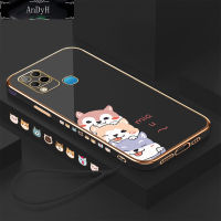 AnDyH Casing Case For Infinix Hot 10S Hot 10S NFC Case Fashion Cute Cartoon Dogs Luxury Chrome Plated Soft TPU Square Phone Case Full Cover Camera Protection Anti Gores Rubber Cases For Girls