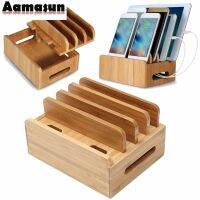 Bamboo Holder for iPhone Stand for Samsung Phone Cords Charging Station Docks Organizer for Smart Phones and Tablets USB Charger