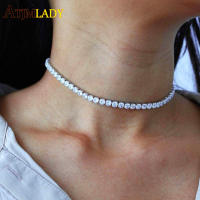 20214MM CZ Tennis Necklace Promotion Best Lady Luxury Bling Cz Chokers Necklace &amp; Pendant 1 Row Wedding Sexy Tennis Statement Women