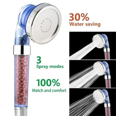 Shower Head with Switch Ionic Filter High Pressure Water Saving 3 Modes Function Spray Handheld Showerheads Bathroom Accessories Showerheads