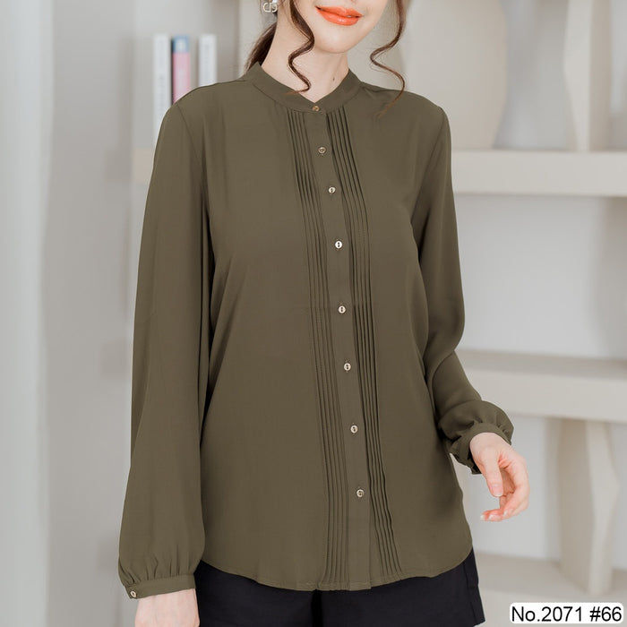 เสื้อทำงาน-miss-daisy-no-2071-เสื้อแขนยาวสีพื้น-solid-long-sleeve-blouse
