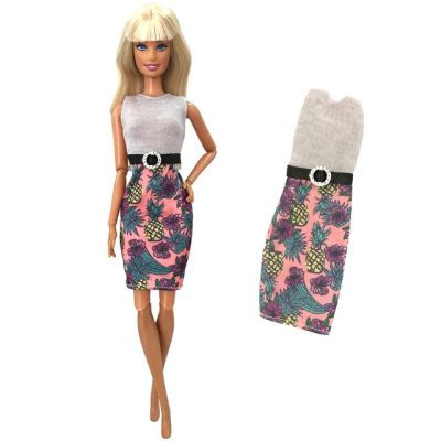 Dress Model Baru Nk พร้อมเข็มขัดกระโปรงเสื้อผ้าลำลองเสื้อผ้าสำหรับตุ๊กตาบาร์บี้ตุ๊กตาอุปกรณ์ตุ๊กตา