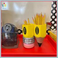 HWSJ อุปกรณ์จัดระเบียบดินสอสำหรับเด็ก,กล่องจัดระเบียบโต๊ะเรซินเครื่องเขียนปากกาบาร์เรลความจุมาก