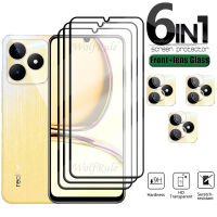 6-in-1 สำหรับ Realme C53 แก้ว OPPO Realme C53 C 53 กระจกนิรภัย 9H HD คลุมทั้งหมดกาวปกป้องหน้าจอสำหรับ Realme C53 เลนส์แก้ว-fi9o