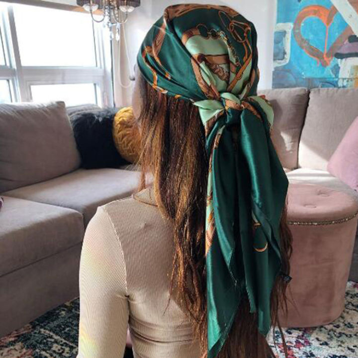 Simulated Silk Printed Square Scarf Women's Head Scarf