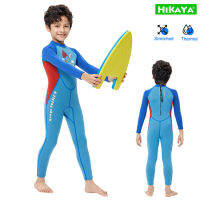 HIKAYA Kids Keep Warm Wetsuits,2.5Mm Neoprene ชุดว่ายน้ำเด็กความร้อน,ชายหญิงชุดว่ายน้ำยาว,UPF 50 + One-Piece Full-Body ชุดดำน้ำ,ชาย/หญิง Warm Watersport Wear