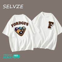 SELVZE ฉบับภาษาเกาหลีของรูปแบบตัวอักษรบิลเลียดเรโทรเสื้อยืดใหญ่กว่าปกติสำหรับผู้หญิง