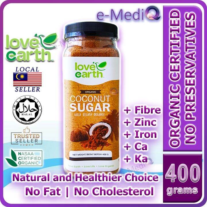 Love Earth Organic Coconut Sugar 400g Gula Kelapa Organik (Exp Aug