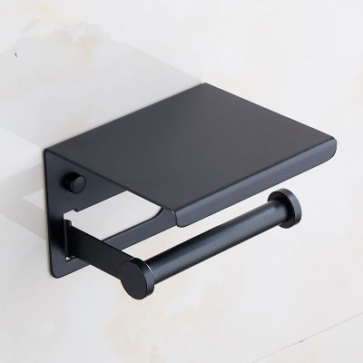 SUS304 Black Toilet Paper Holder With Shelf Paper Towel Holder WC Kitchen Paper Holder Stainless Steel Toilet Roll Holder