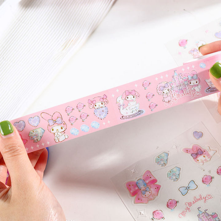 14pcs-set-sanrio-sticker-tape-gift-box-student-cute-cartoon-planner-cinnamoroll-kuromi-melody