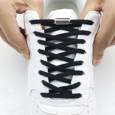 【LZ】❈❆  Nova versão elástica sem amarrar cadarços cadarços de sapato de bloqueio de metal para crianças adultas cadarços rápidos cadarços semicírculo