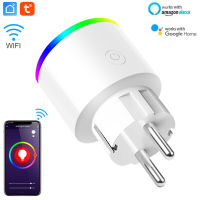 Wifi Tuya Wall Socket Smart Night Light EU Plug RGB Dimmable Wireless Power Socket Remote Control Compatible Alexa &amp; Google Home-Xiaan Store