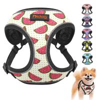 Nylon Reflective Dog Cat Harness Vest Printed French Bulldog Harness Puppy Small Medium Dogs Cats Harness For Chihuahua Walking Leashes
