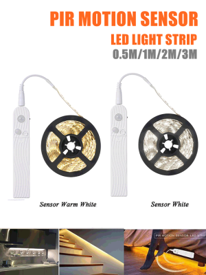 LED Strip Lights Motion Sensor Night Light USB Rechargeable 5V Wardrobe Backlight Lights Outdoor Garden Decor Light Stair Lamps Warm White/Cool White