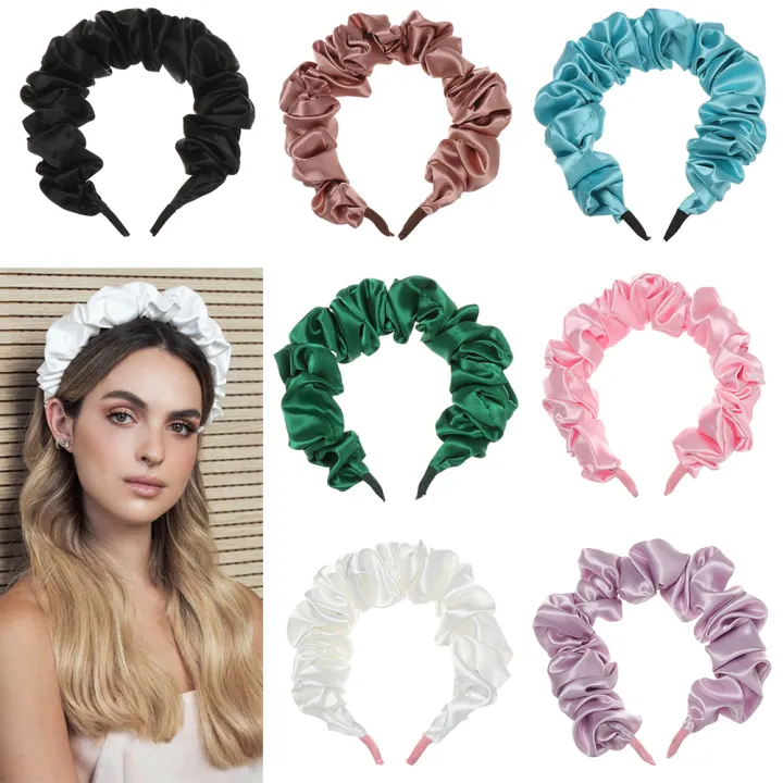 Solid Color Slik Padded Pleated Hairband For Women Bubble Folding Ruched  Headband Retro Hair Hoop Bezel Female Hair Accessories|Women's Hair  Accessories| AliExpress | Headband Padded Pleated Hairband 