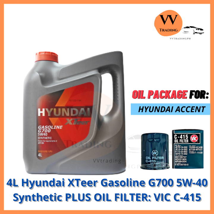 [OIL PACKAGE] 4L Hyundai XTeer Gasoline G700 5W-40 WITH VIC C-415 OIL ...